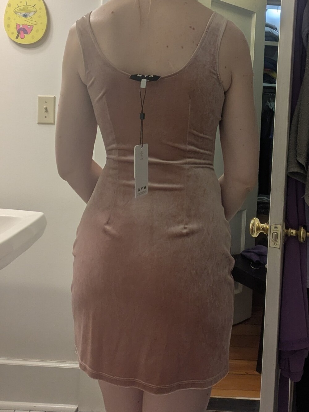 AYM Paxton Mini Dress In Pink Velvet - Picture 4 of 8